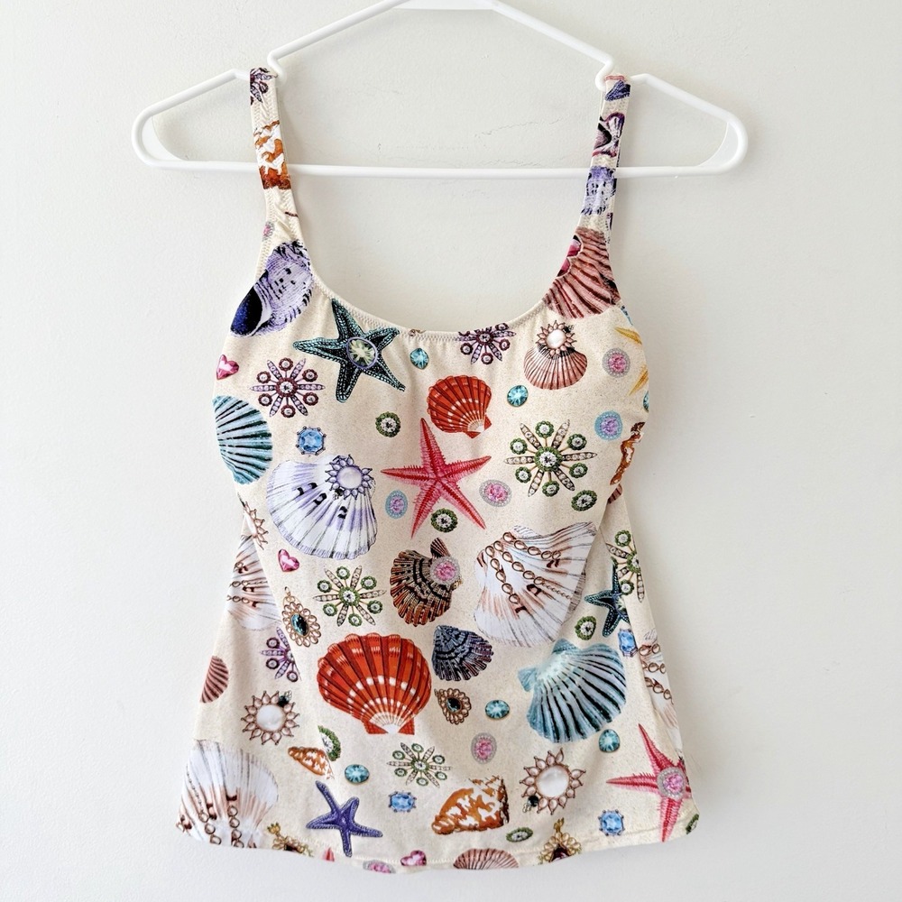 Gottex Seashell Swimsuit Tankini Top Women's 10 Y2K Beach Mermaidcore